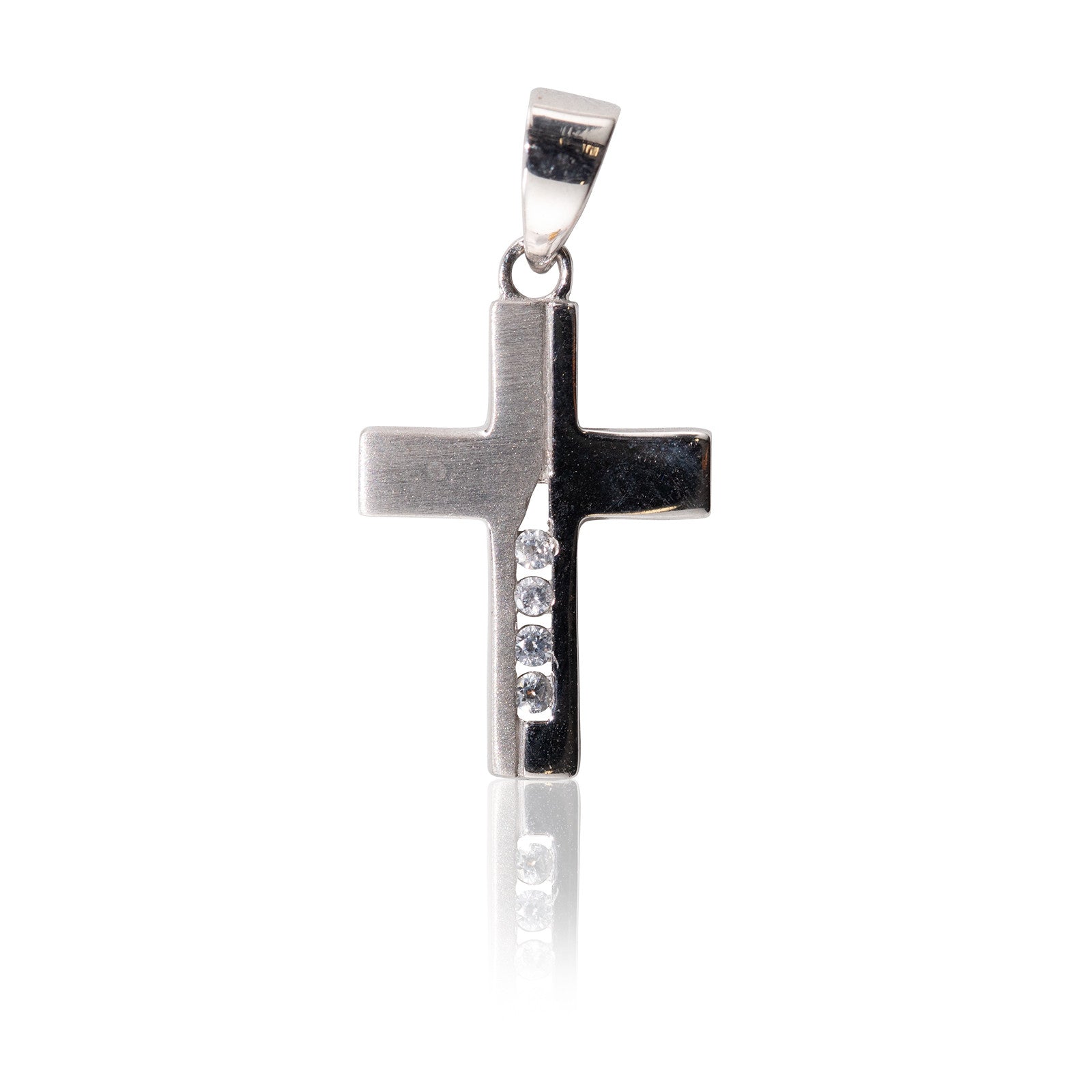 Kettenanhänger Kreuz Weißgold 585 mit Zirkonia