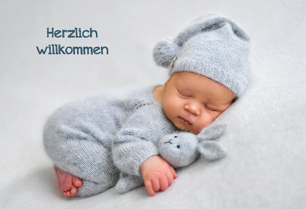 Billet zur Geburt "Baby mit Häschen"