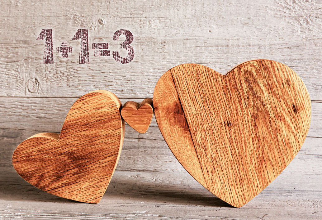 Billet zur Geburt "1 + 1 = 3"