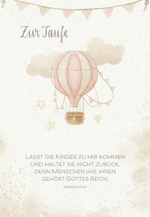 Billet zur Taufe "Ballon rosa"