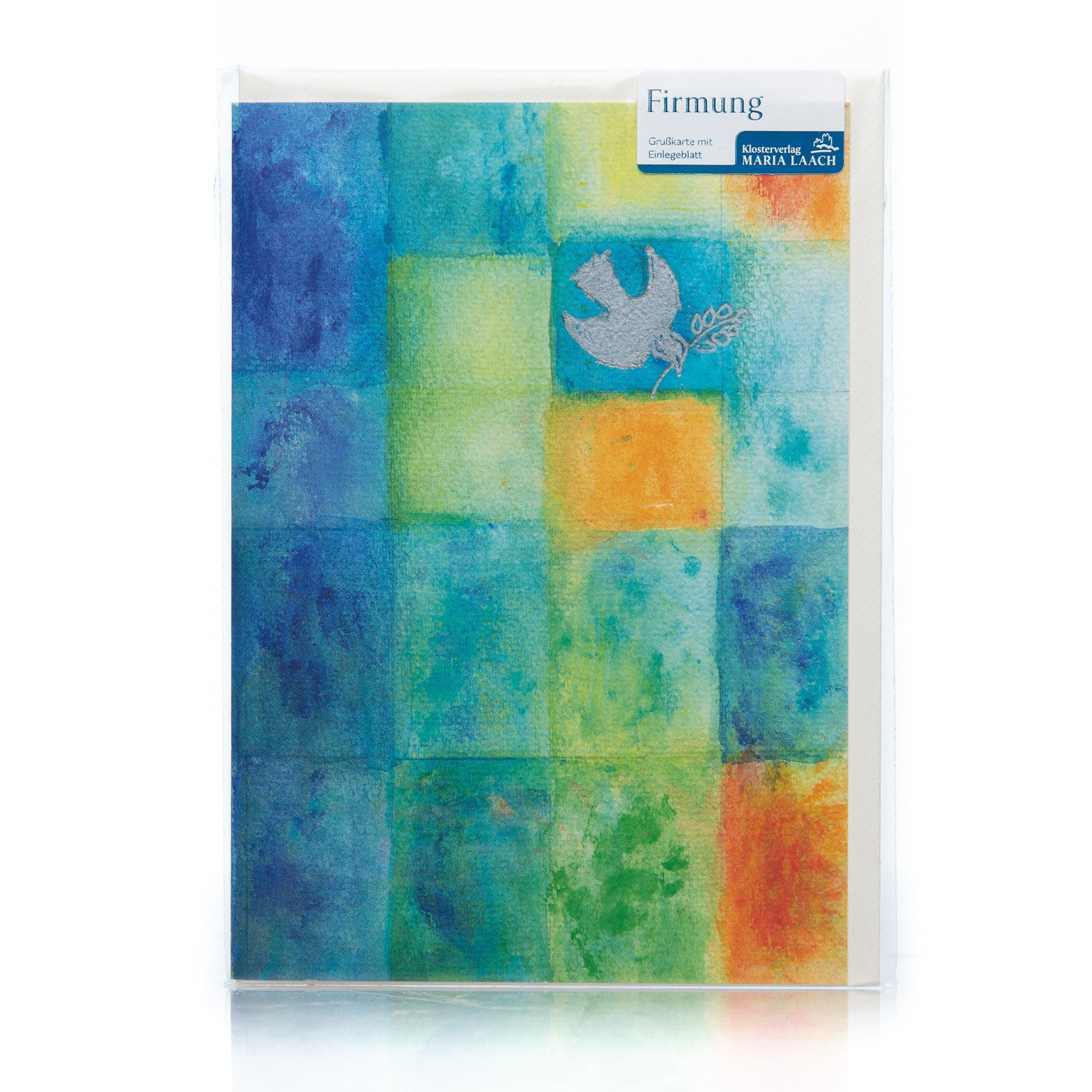 Billet zur Firmung "Taube blau-gelb"