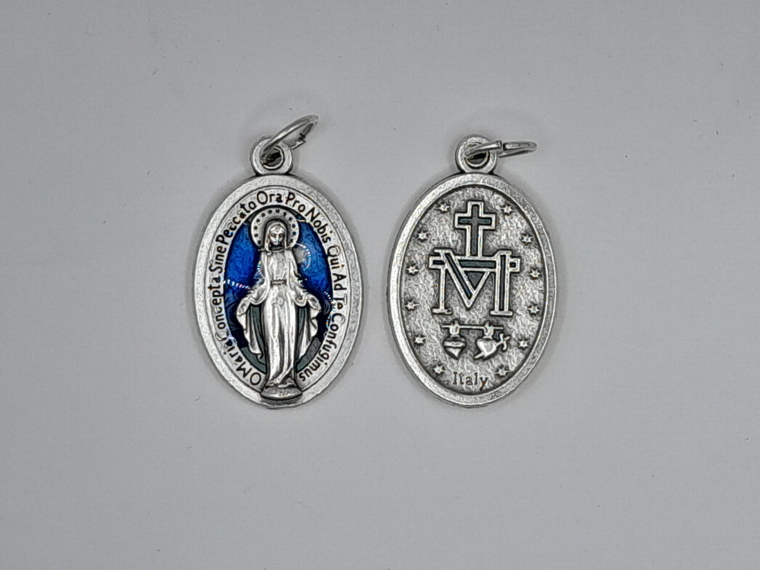 Wundertätige Medaille / blau und silberfarben