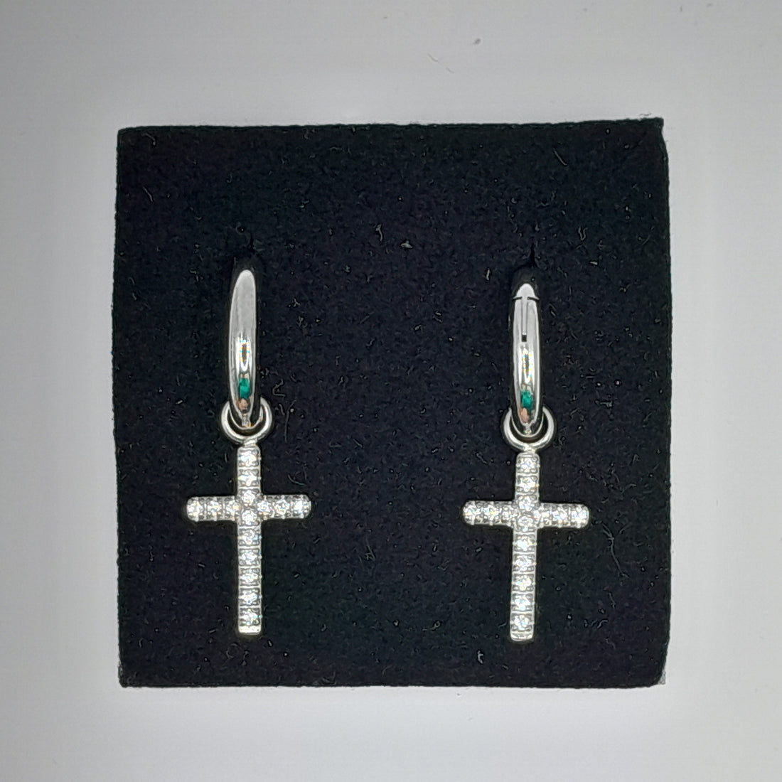 Kreolen mit Kreuz, Edelstahl