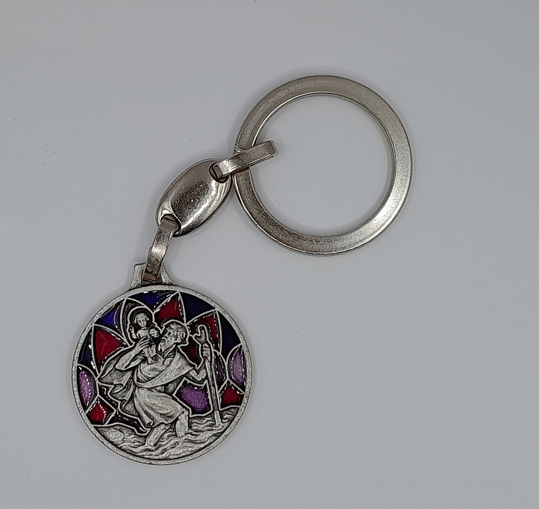 Schlüsselanhänger Christophorus violett / rot