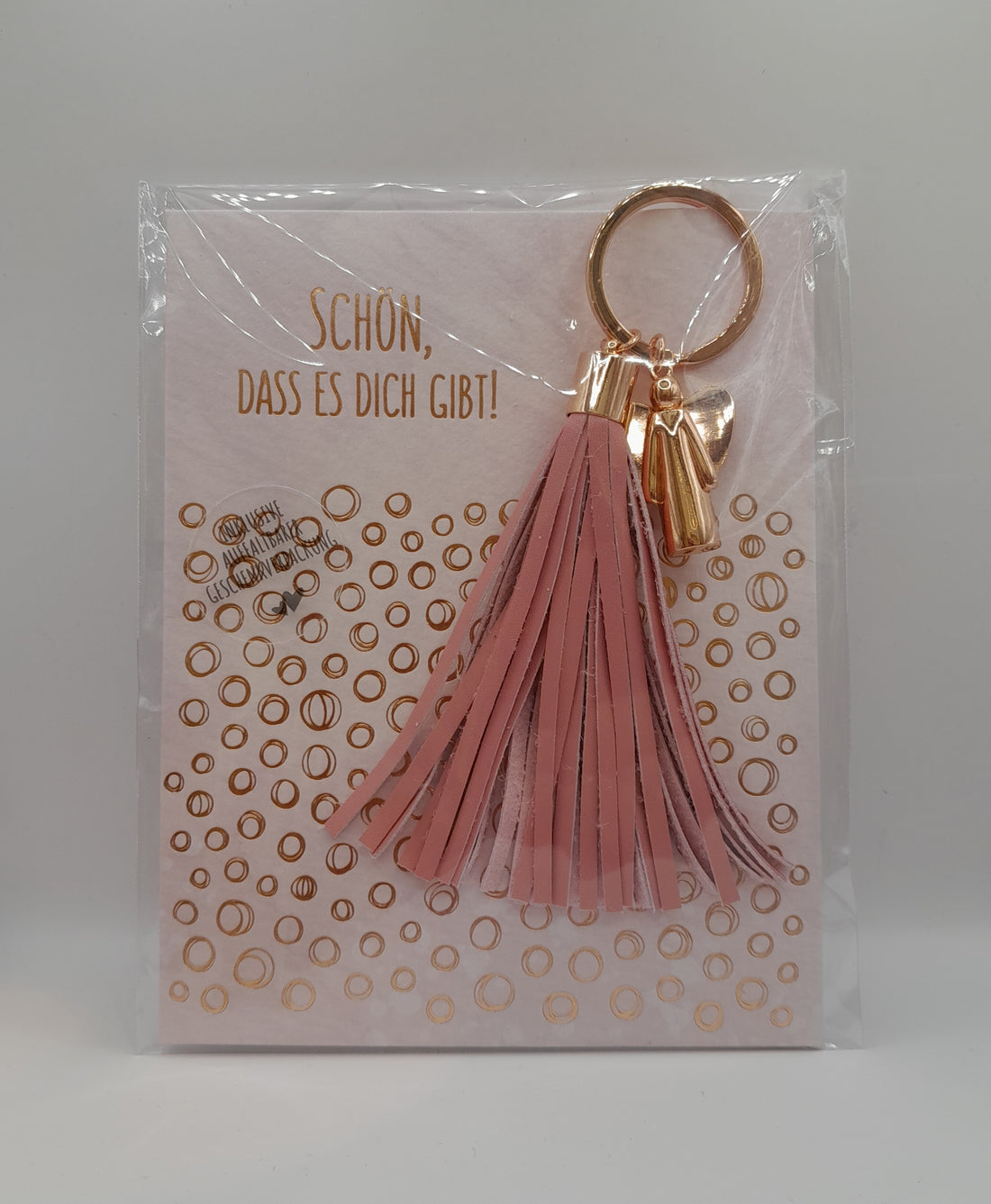 Schlüsselanhänger Engel, mit Fransen rosa