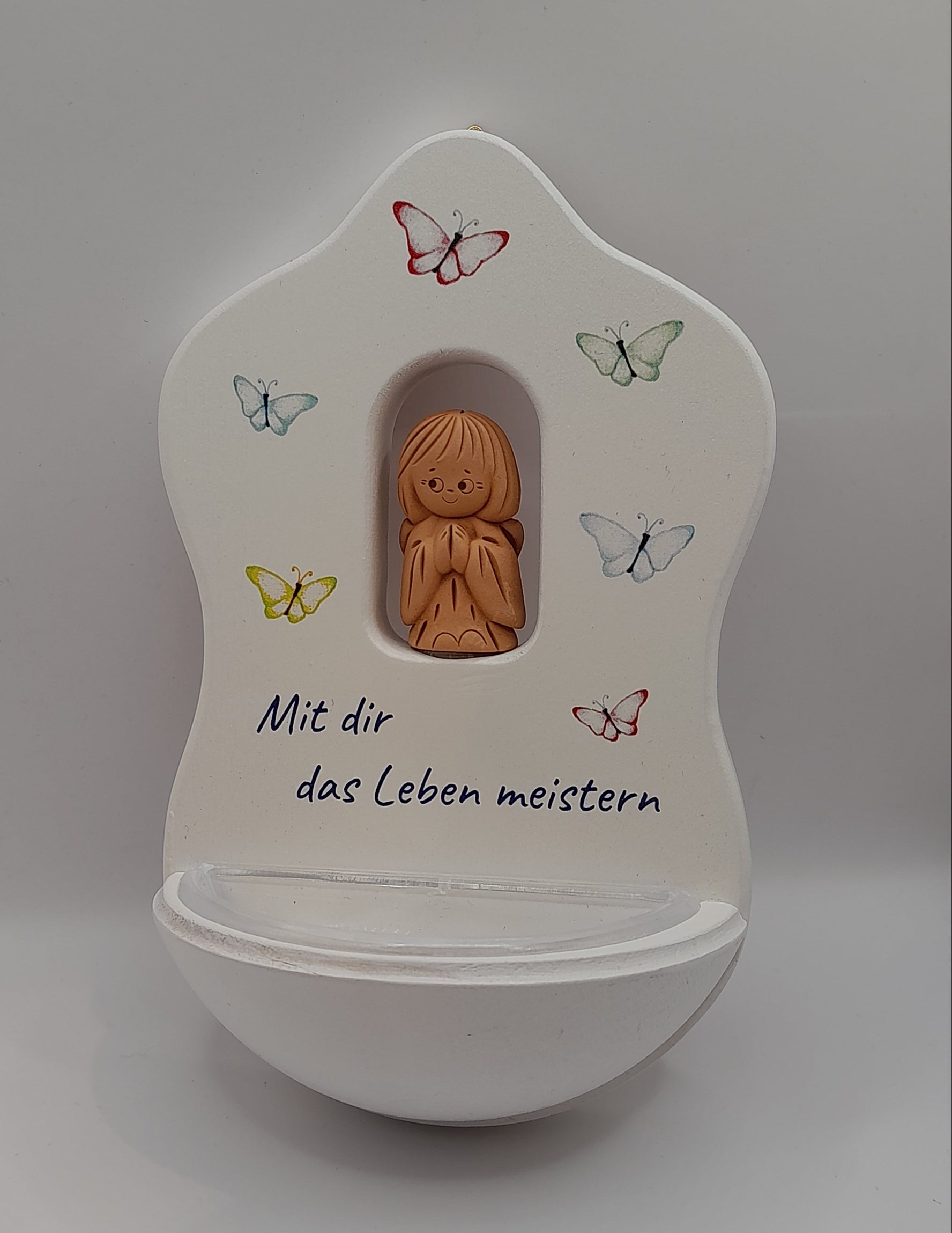 Kinder-Weihkessel, Holz mit Tonengel "Das Leben"