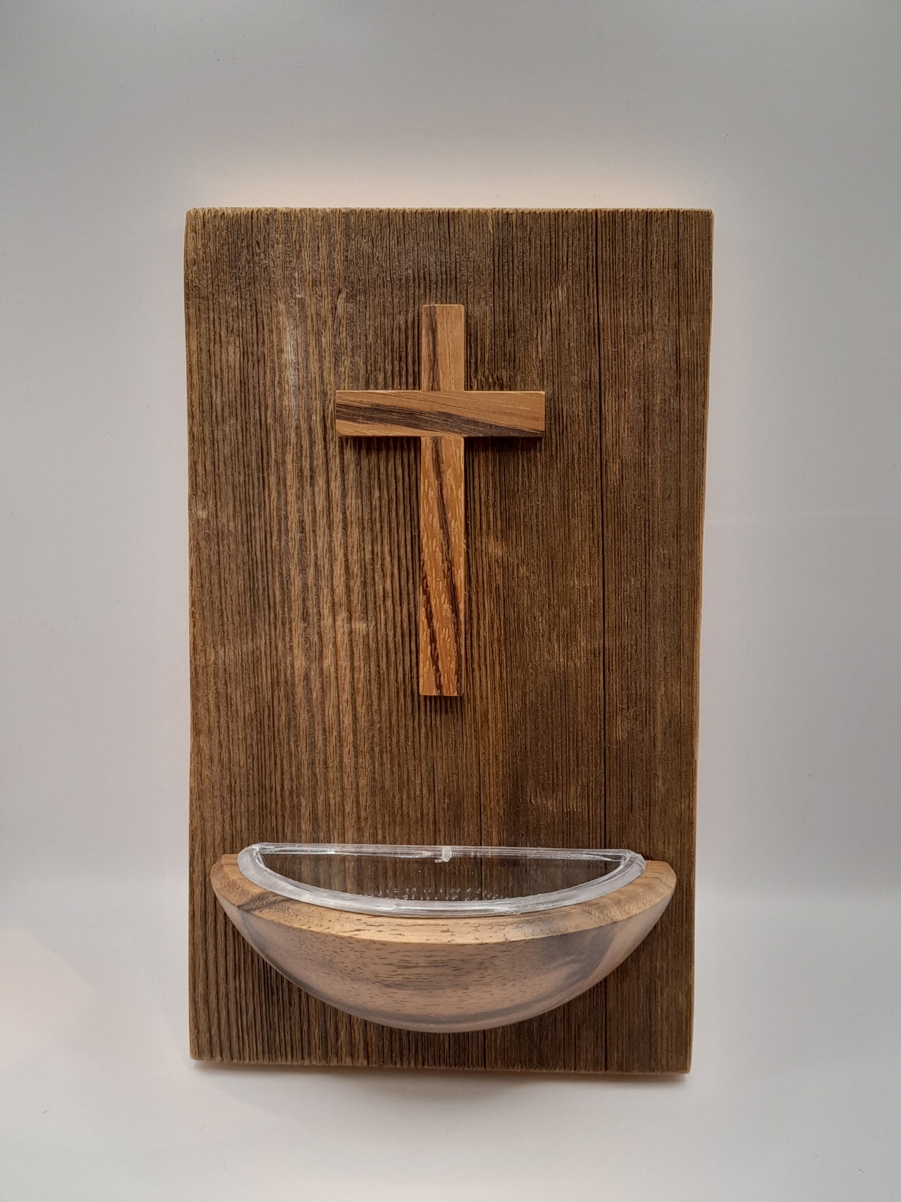 Weihwasserkessel Holz "Kreuz"