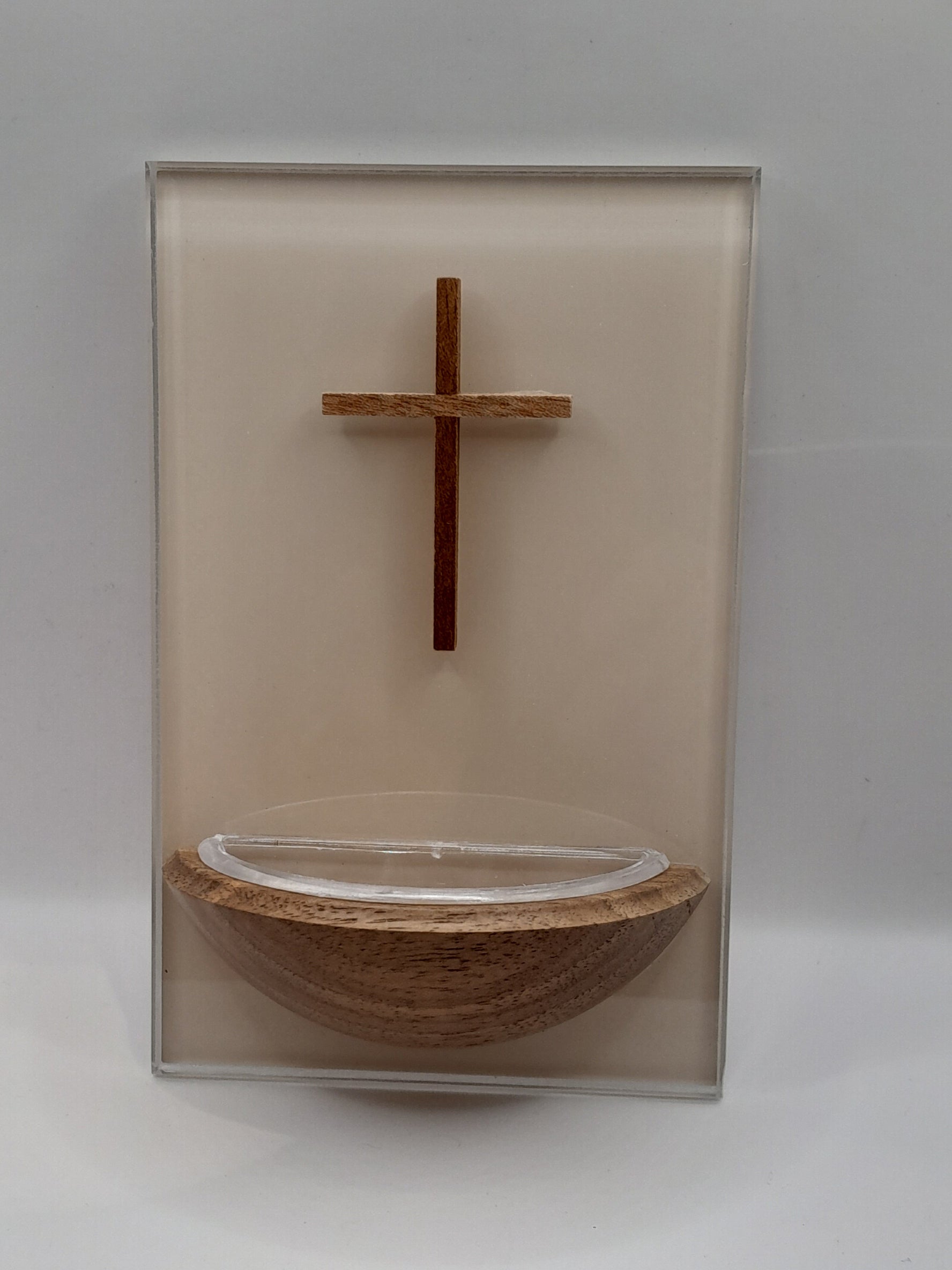 Weihwasserkessel Glas und Holz