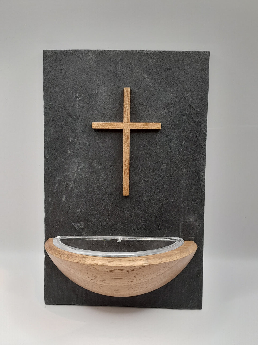 Weihwasserkessel Schiefer "Kreuz"
