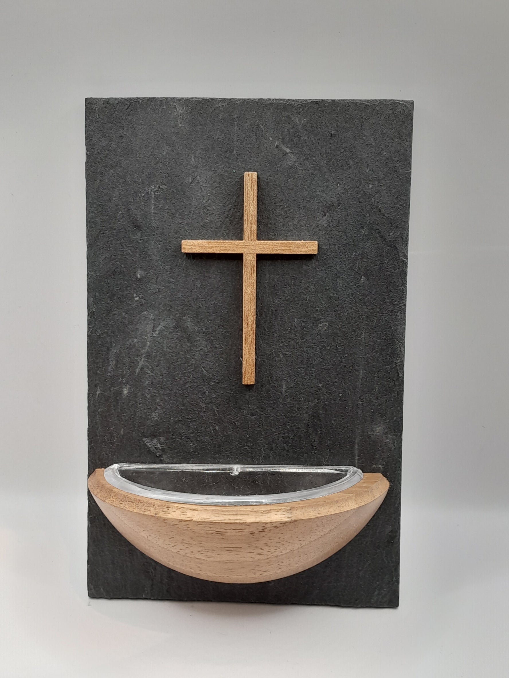 Weihwasserkessel Schiefer "Kreuz"