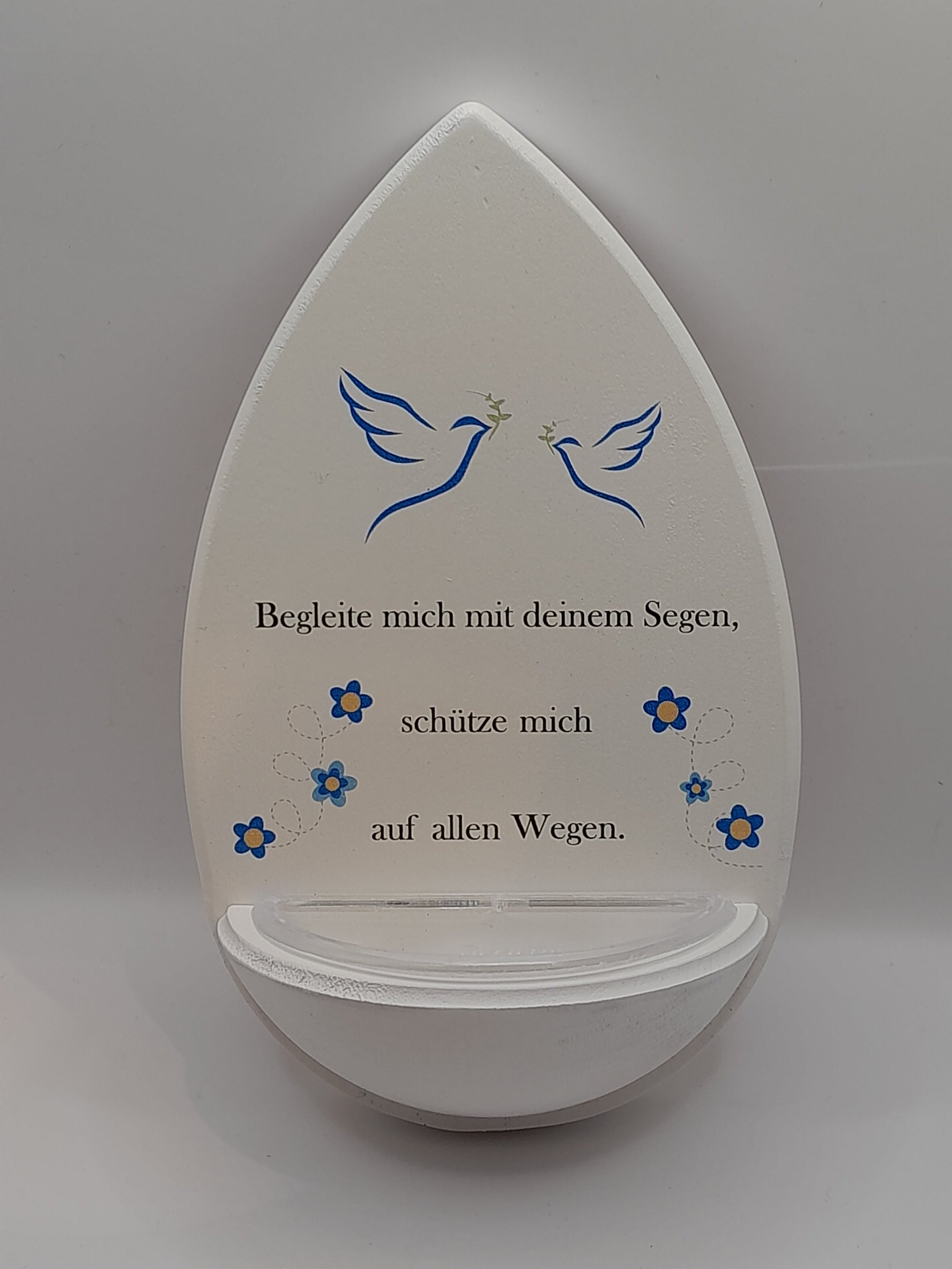 Kinder-Weihkessel Holz "Blaue Tauben"