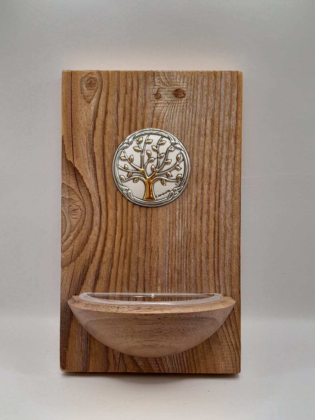Weihwasserkessel Holz/Silber "Baum"