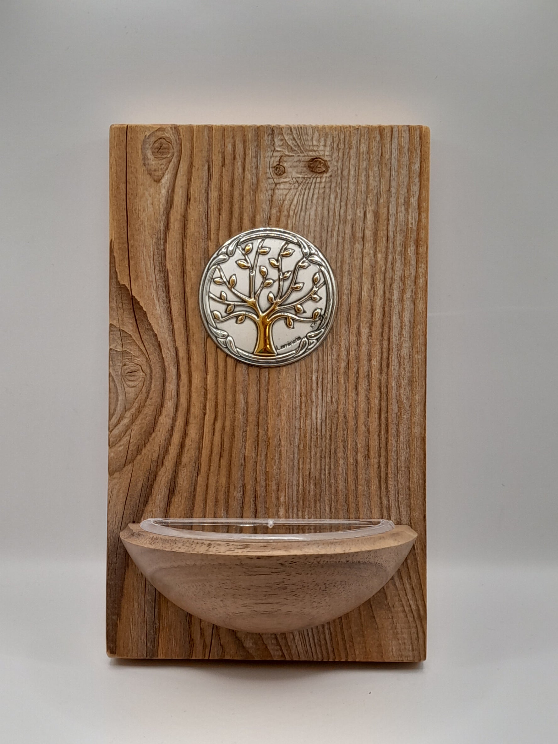 Weihwasserkessel Holz/Silber "Baum"