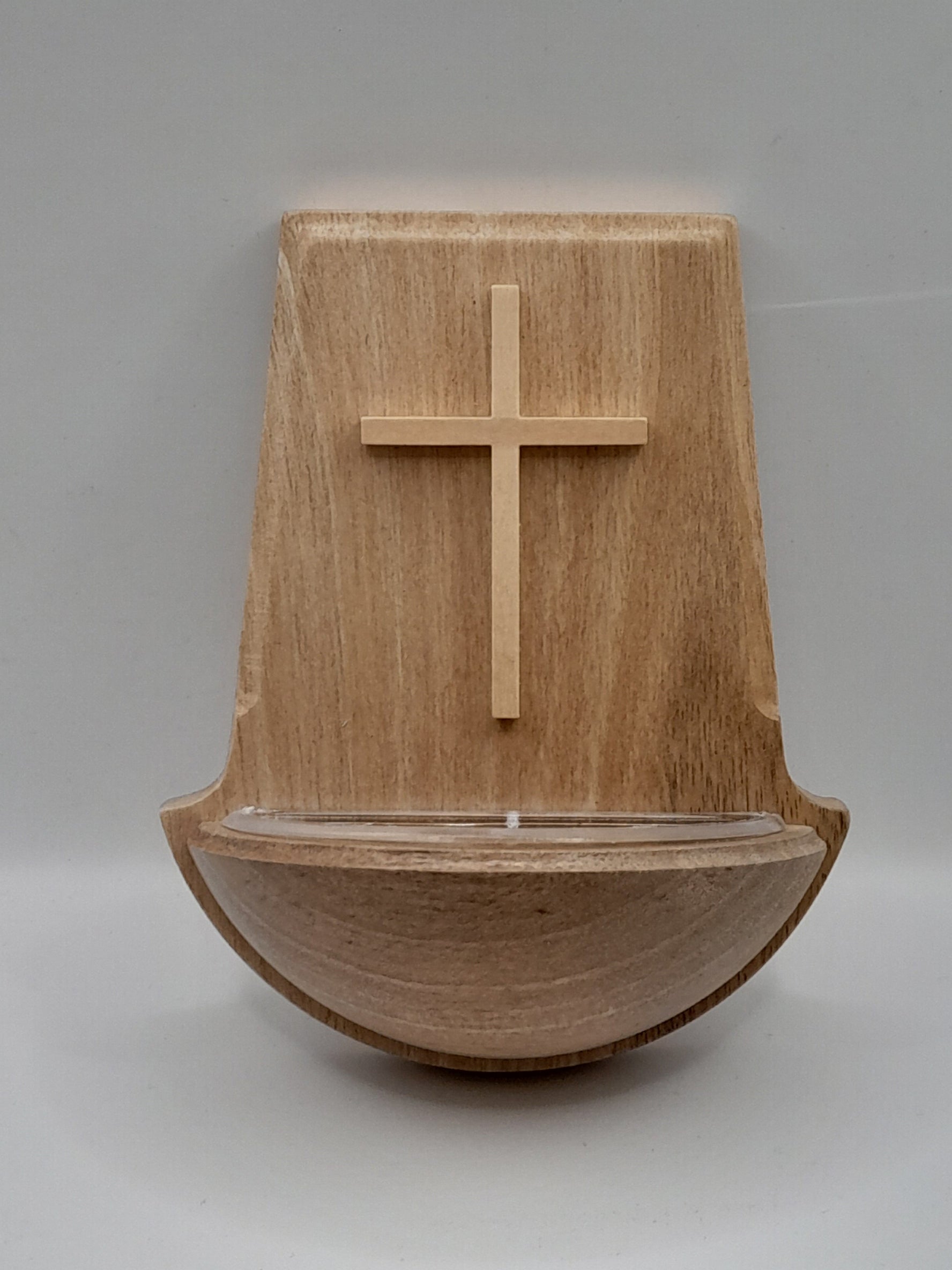 .Weihwasserkessel Nussholz "Kreuz"