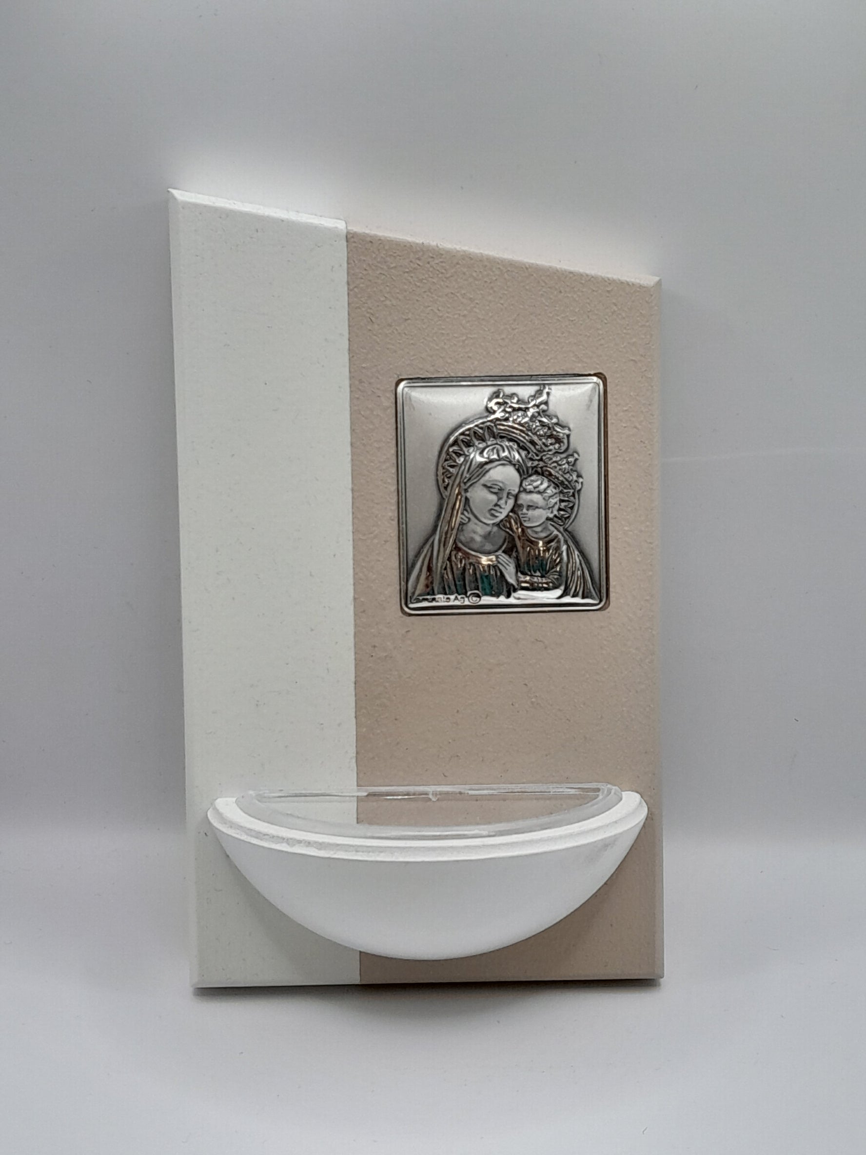 Weihwasserkessel Holz/Silber "Madonna"