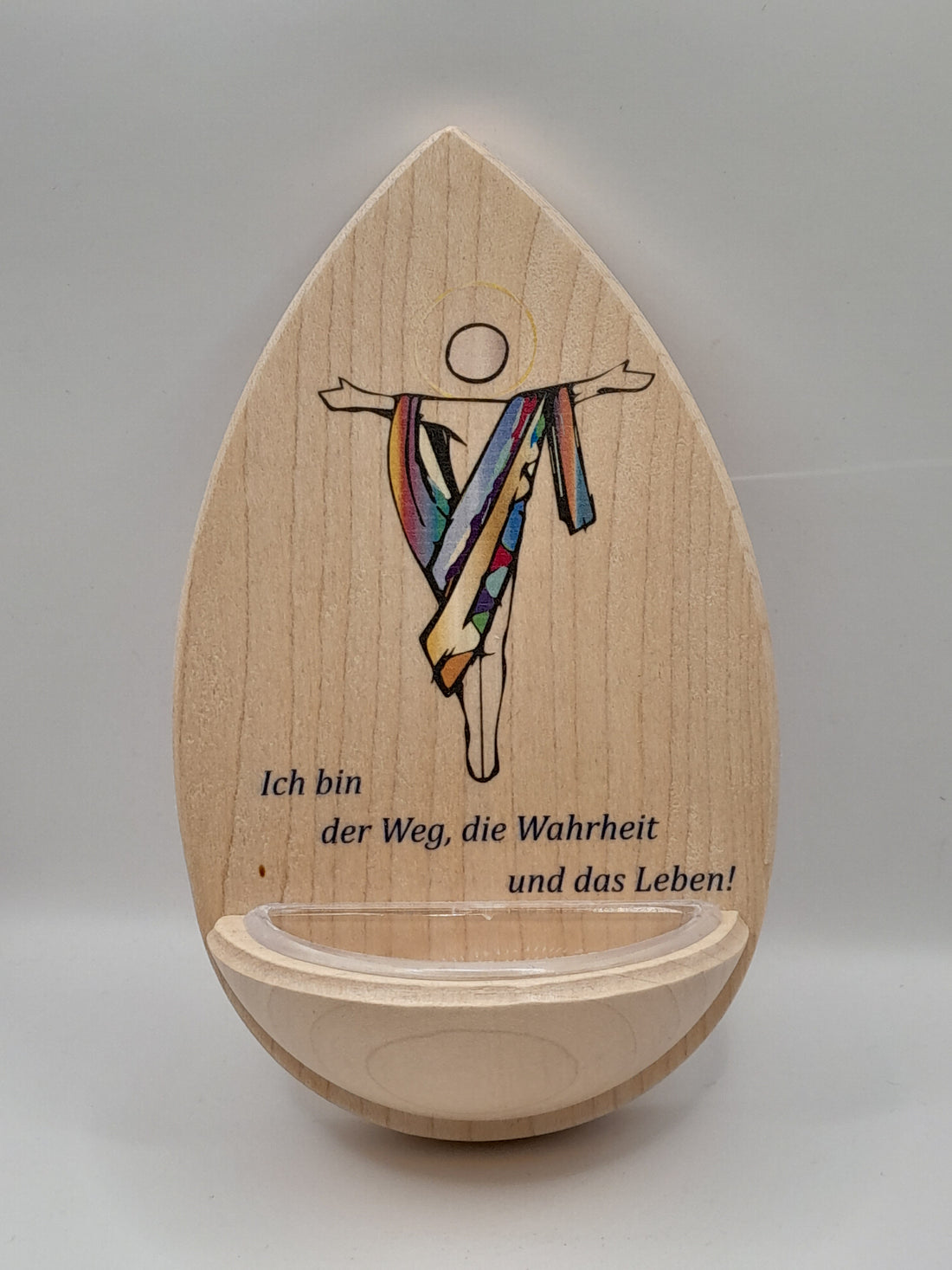 Weihwasserkessel Holz "Ich bin der Weg"