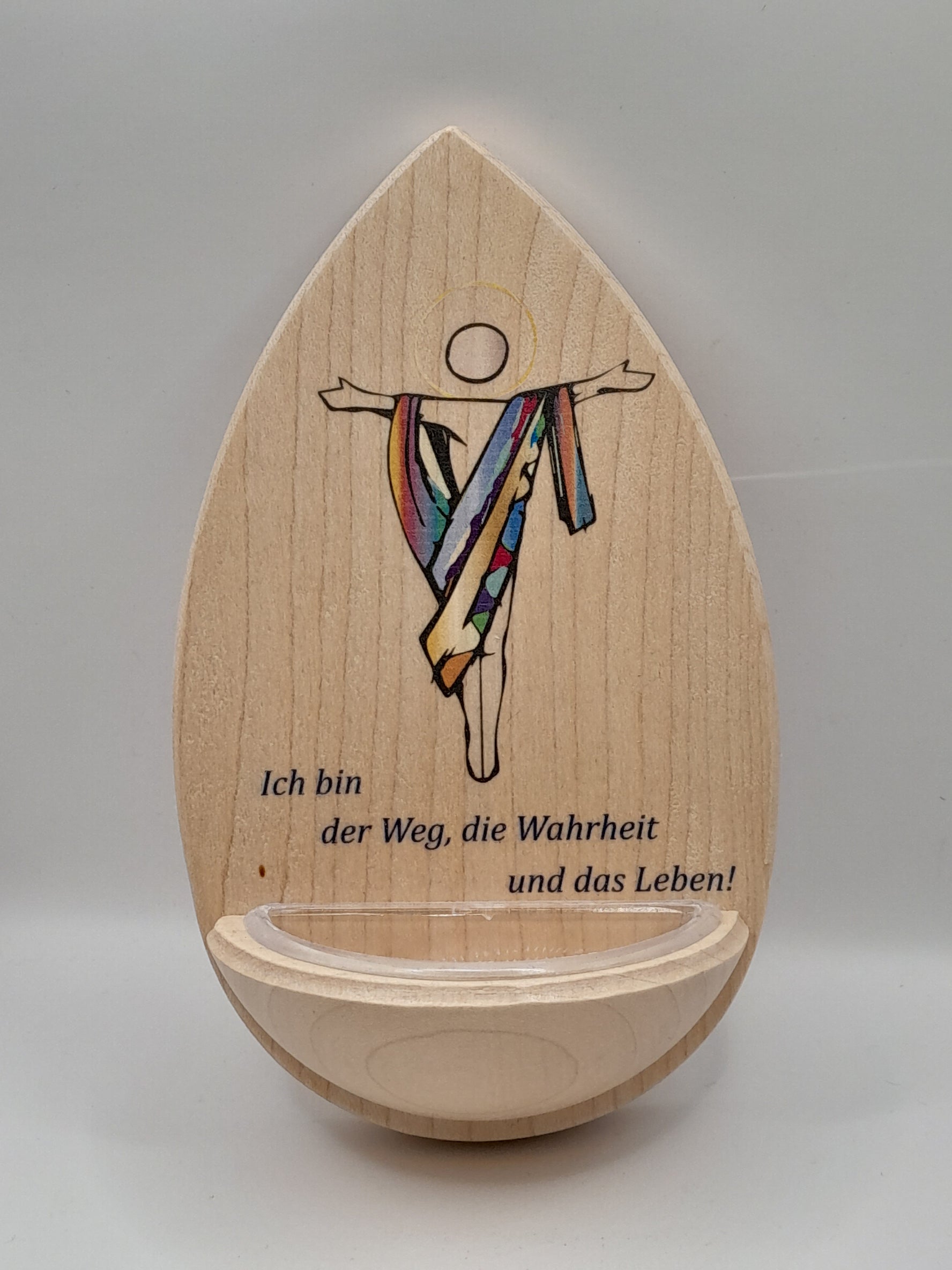 Weihwasserkessel Holz "Ich bin der Weg"