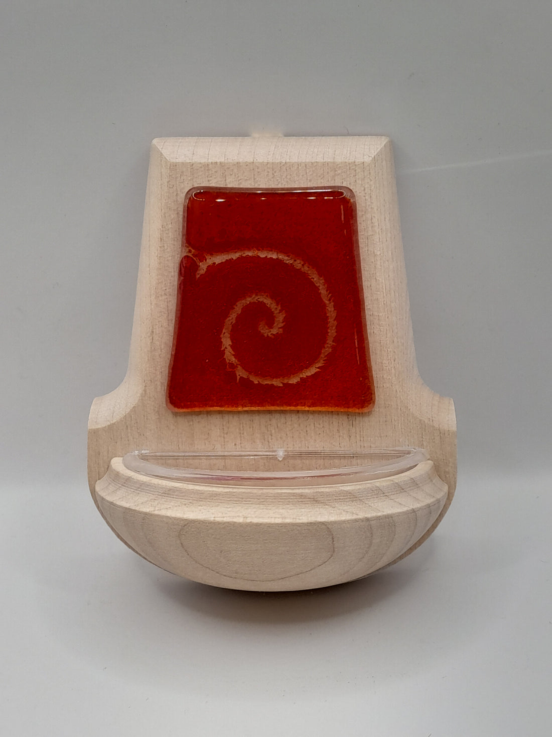 Weihwasserkessel Holz / Glas "Spirale"