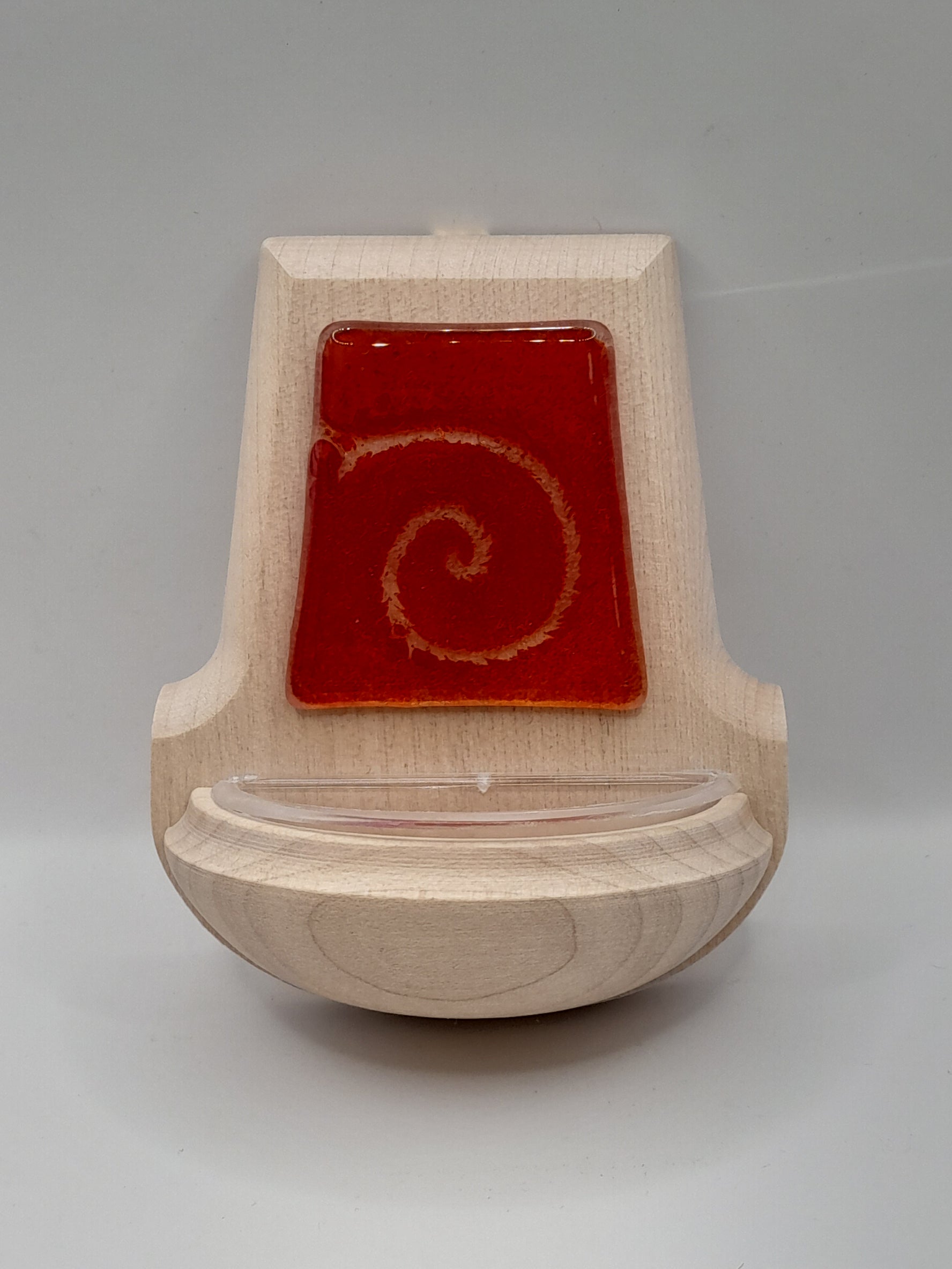 Weihwasserkessel Holz / Glas "Spirale"