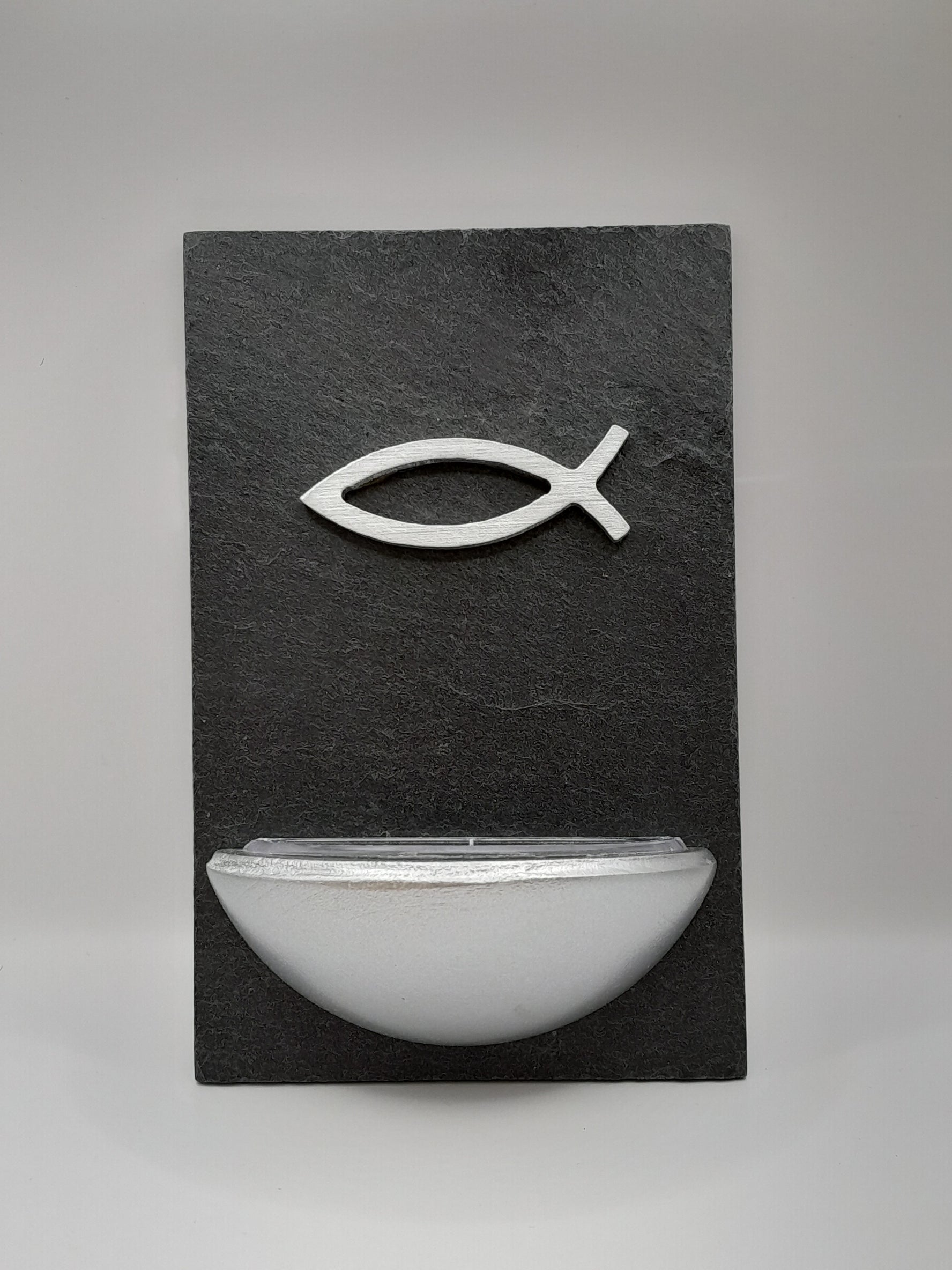 Weihwasserkessel Schiefer "Fisch"