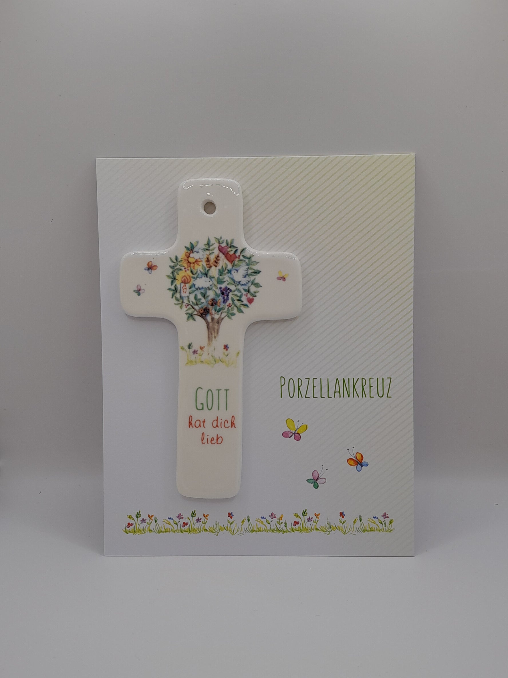 Kinderkreuz Porzellan "Gott hat dich lieb"