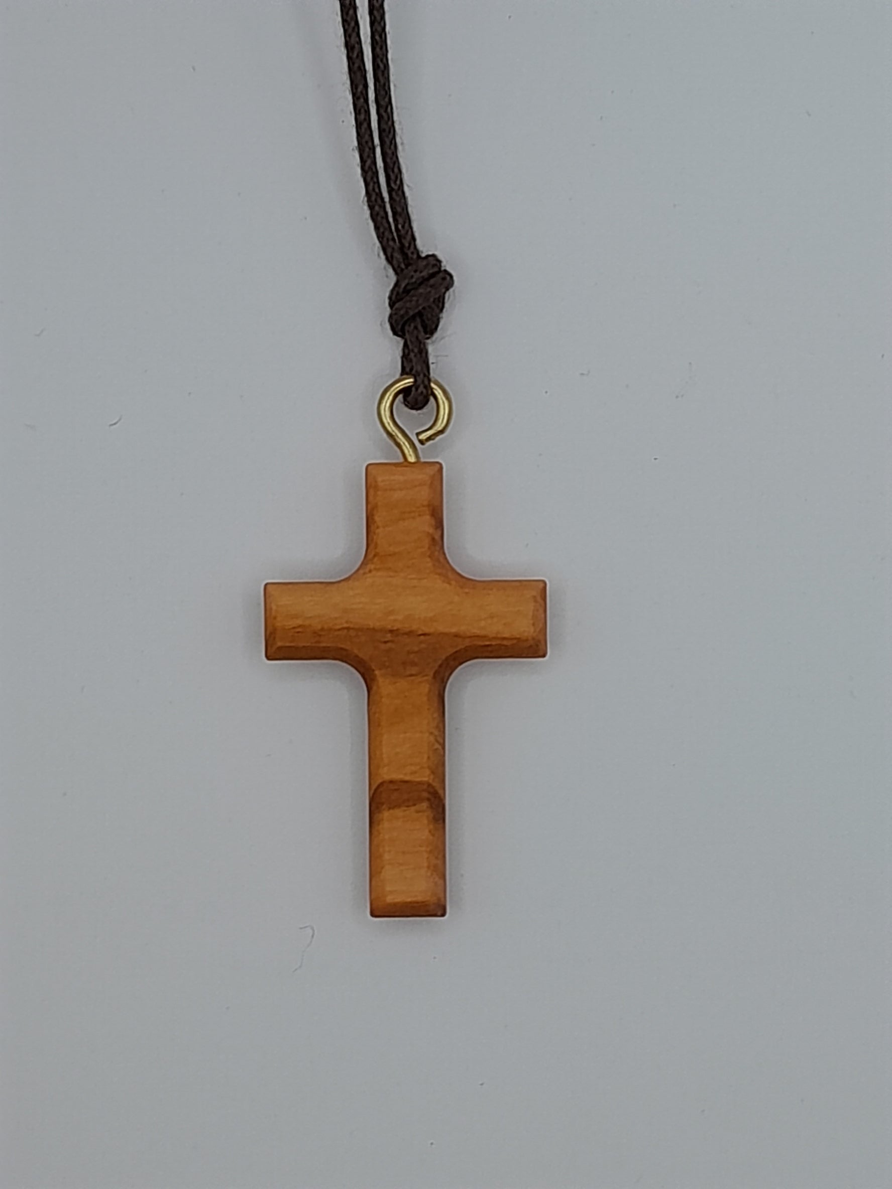 Anhänger Kreuz aus Olivenholz am Band