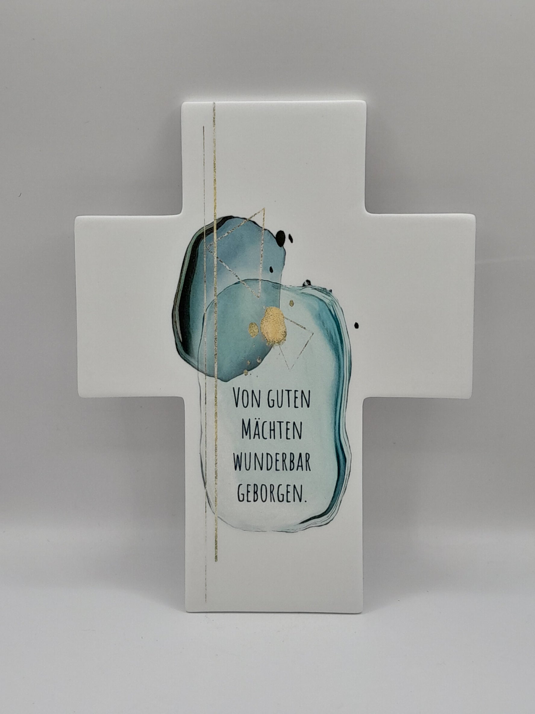 Wandkreuz Porzellan "Von guten Mächten"