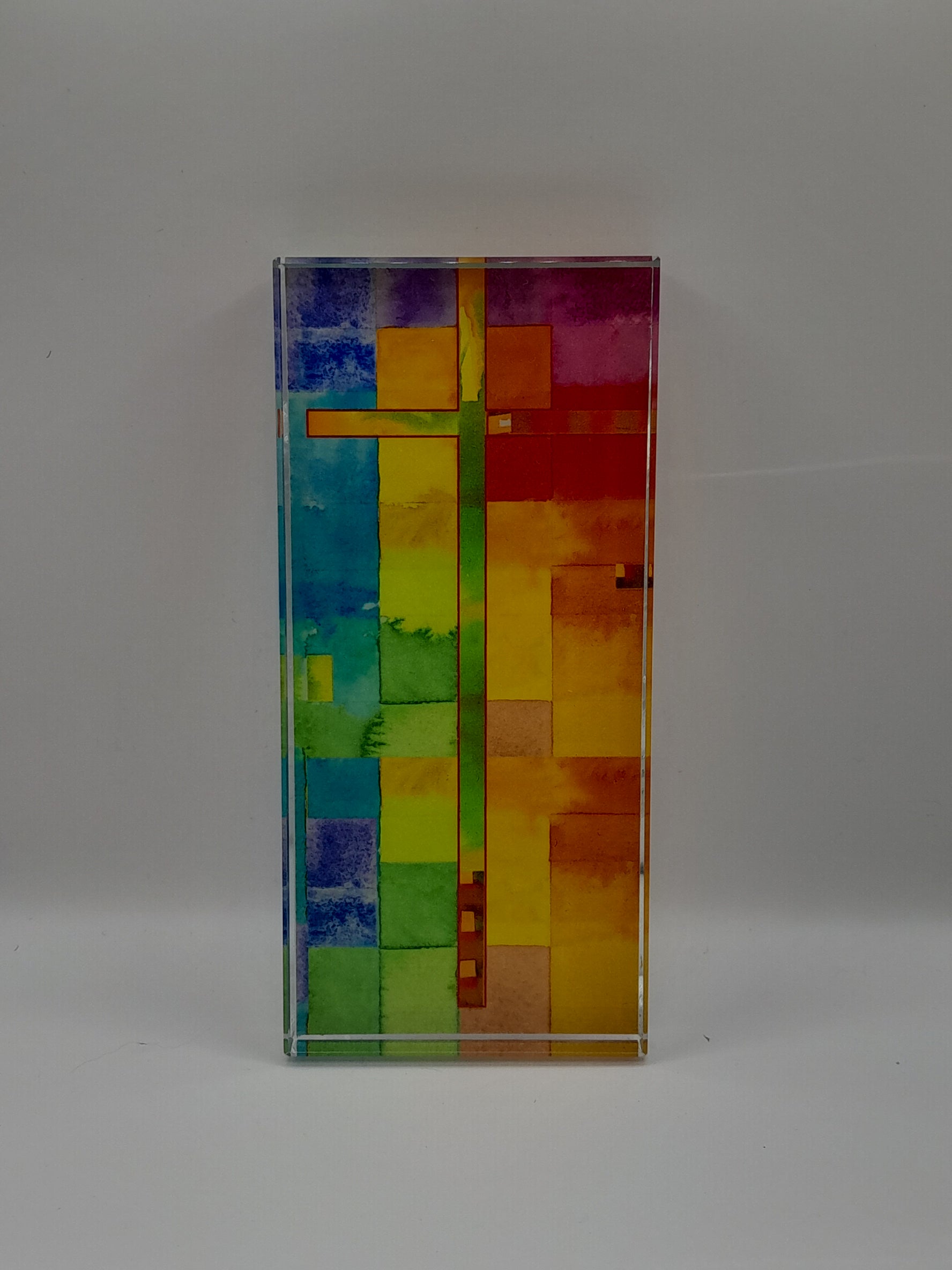 Glasquader Kreuz bunt