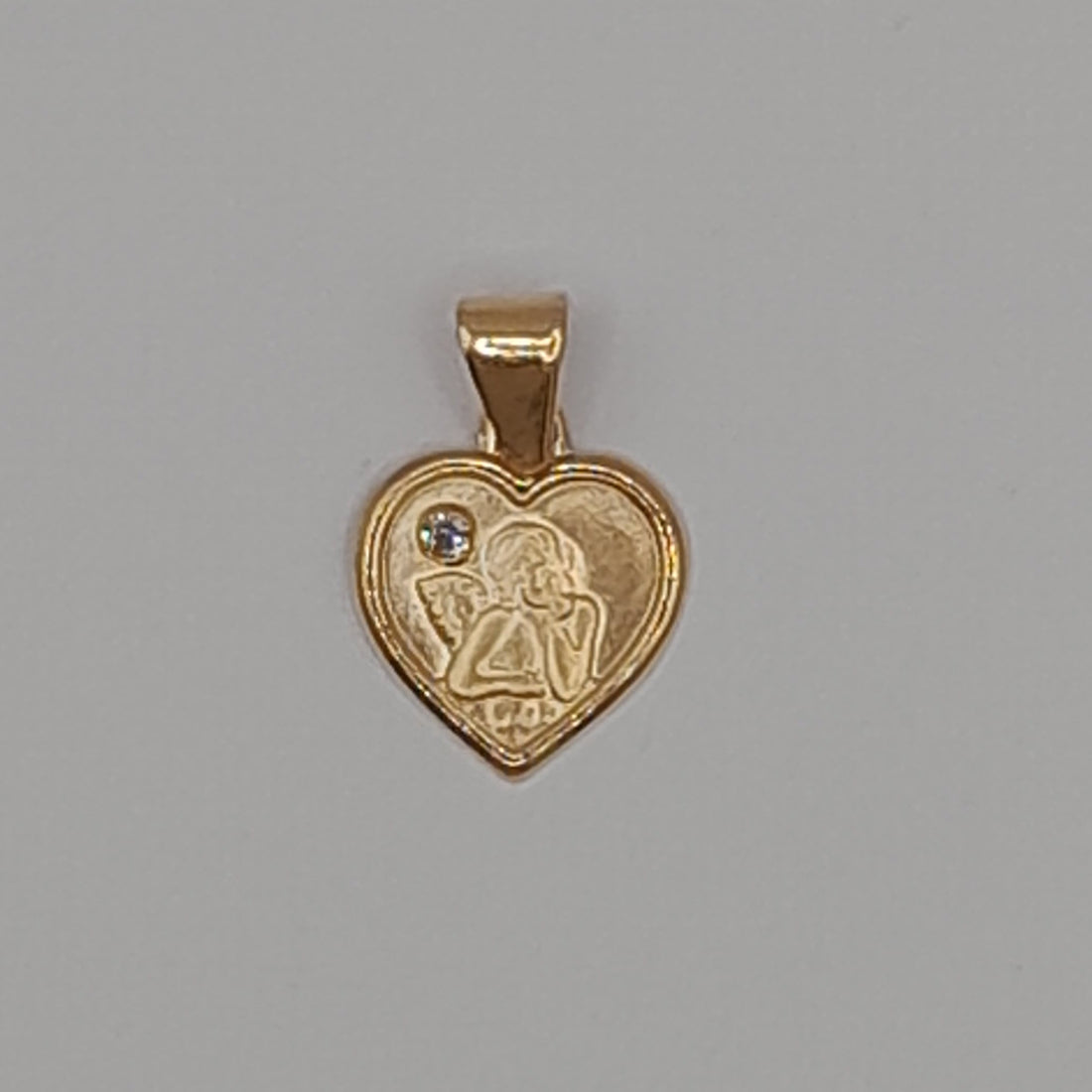 Kettenhänger "Engel in Herz", Gelbgold 585 und Zirkonia