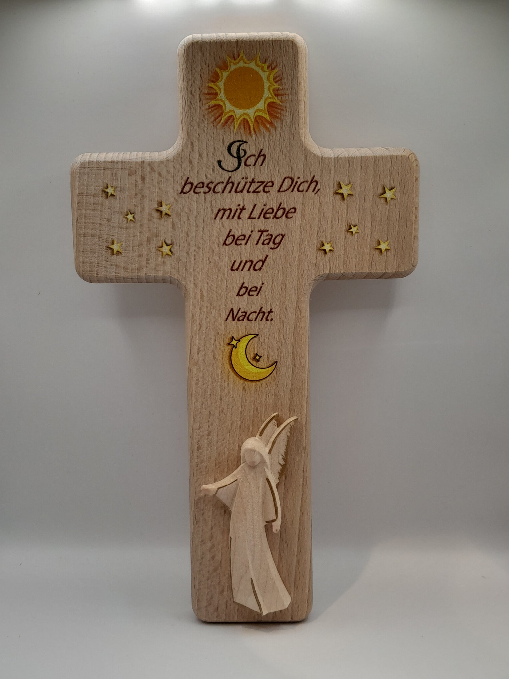 Kinderkreuz Holz "Ich beschütze dich mit Liebe"