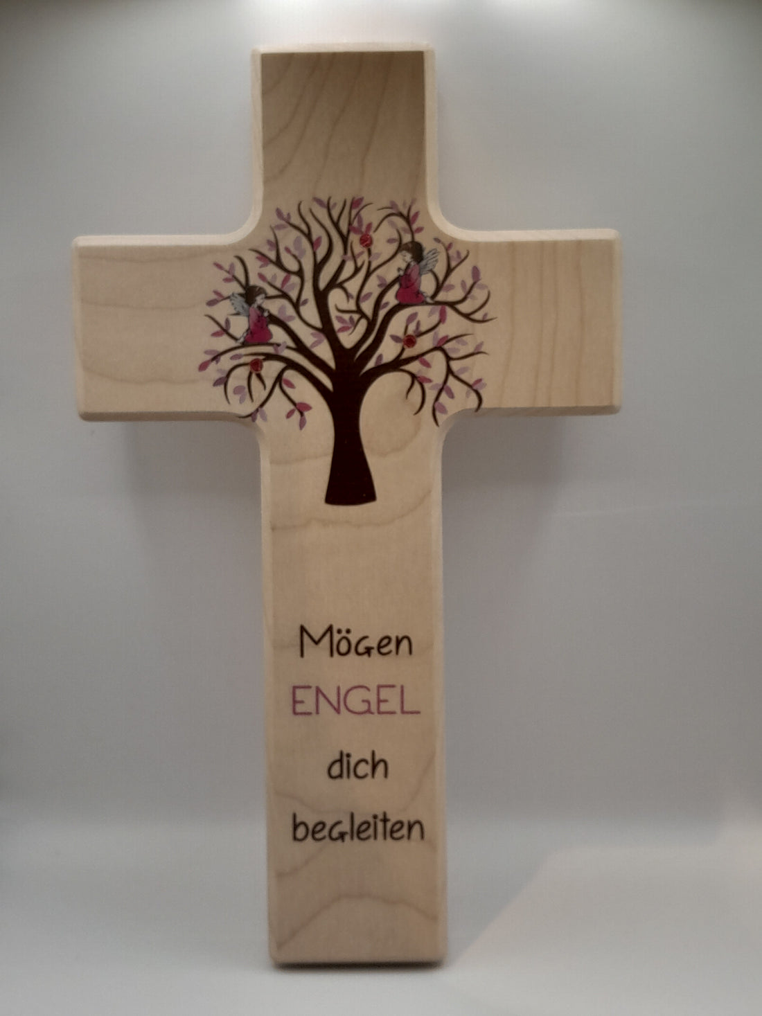 Kinderkreuz Holz "Mögen Engel dich begleiten", rosa