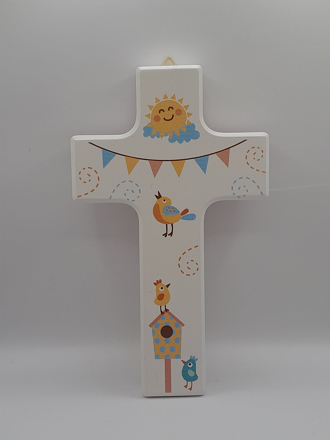 Kinderkreuz Holz "Sonne und Vogel"