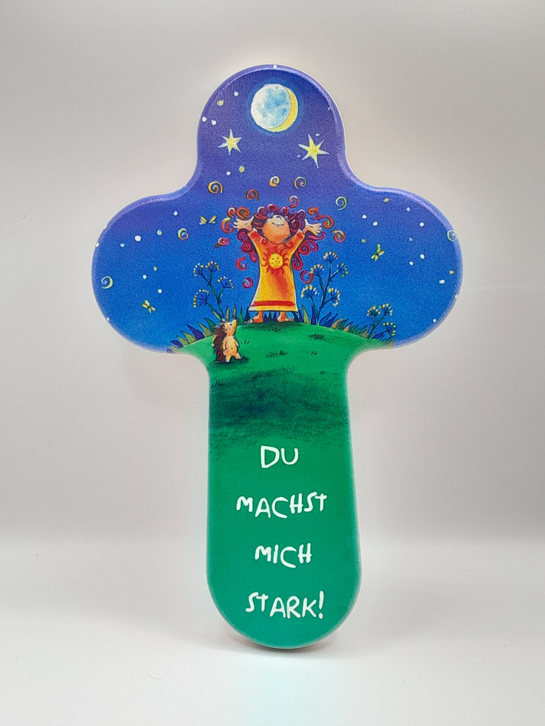 Kinderkreuz Holz "Du machst mich stark", rund