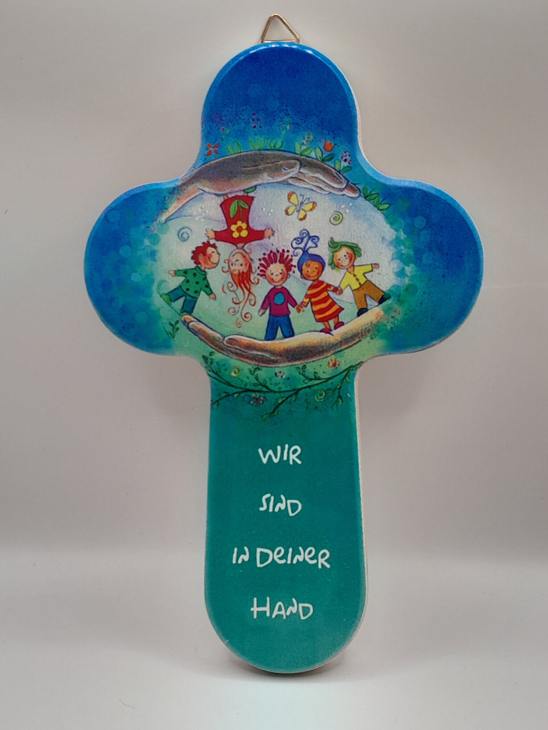 Kinderkreuz Holz "Wir sind in deiner Hand"