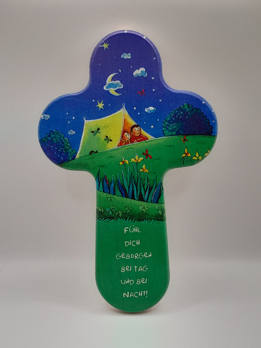 .Kinderkreuz Holz "Fühl dich geborgen", rund