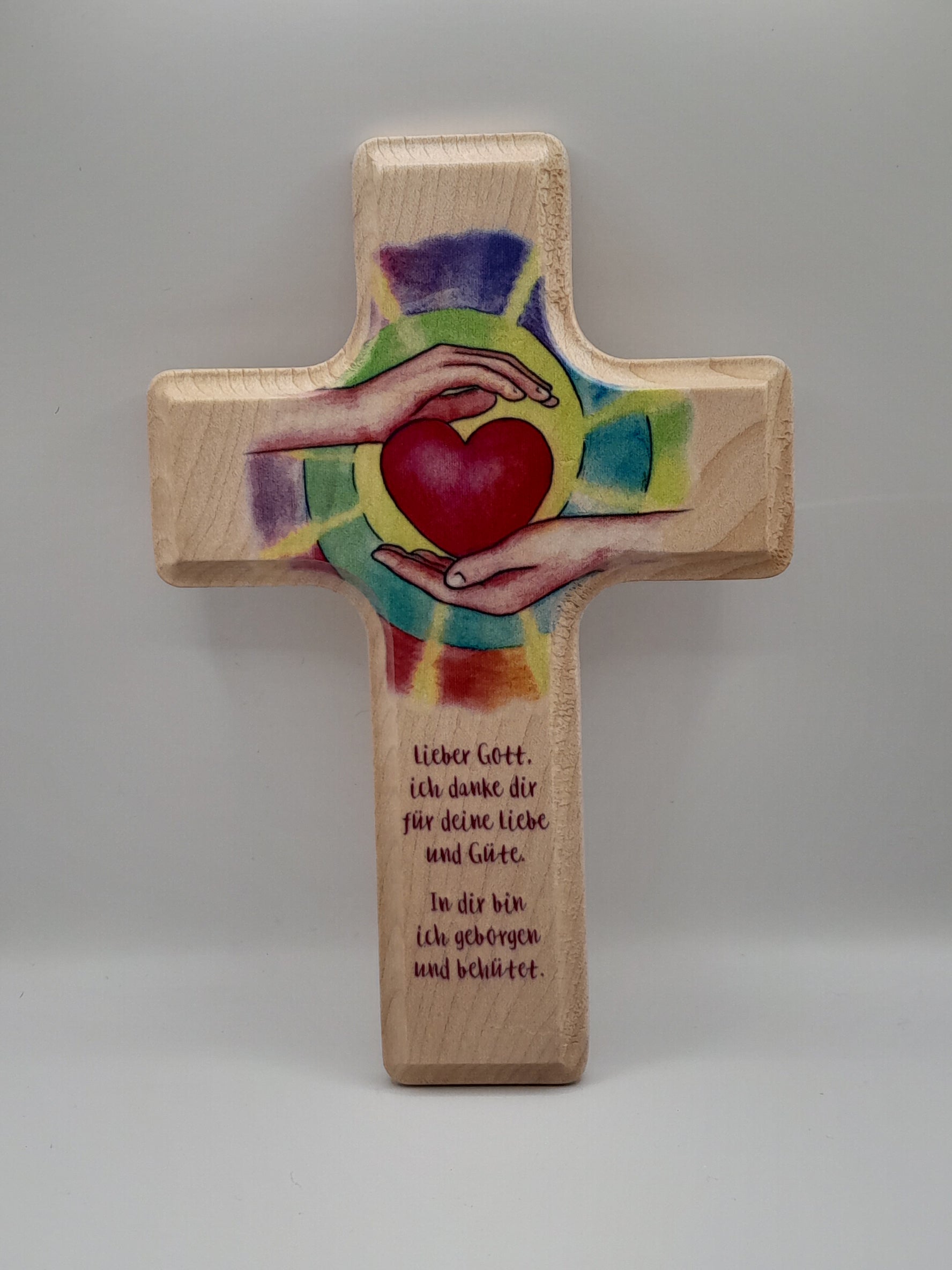 Kinderkreuz Holz "Herz/ Hände"