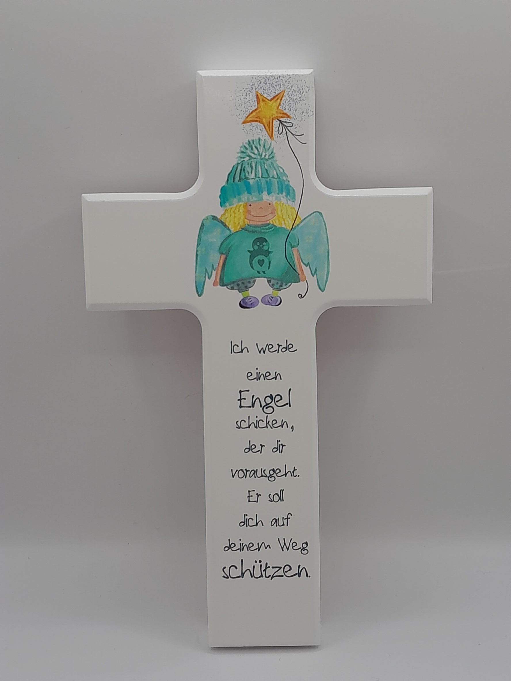 Kinderkreuz Holz "Engel mit Stern"