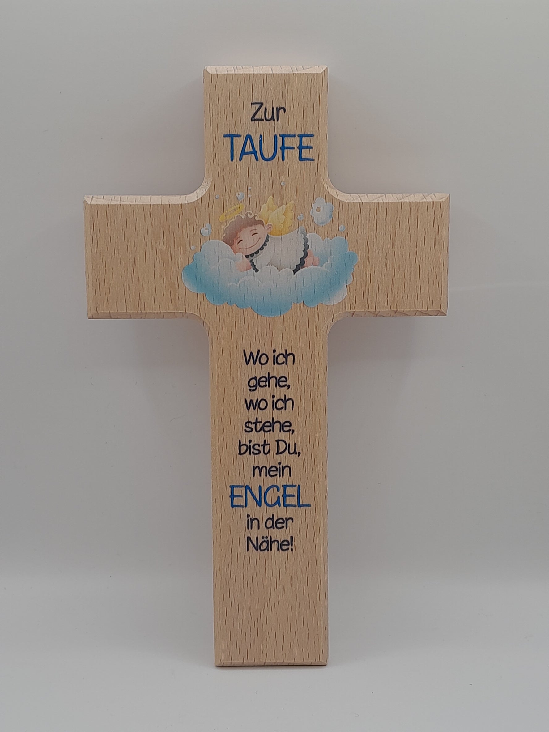 Kinderkreuz Holz "Zur Taufe" blau