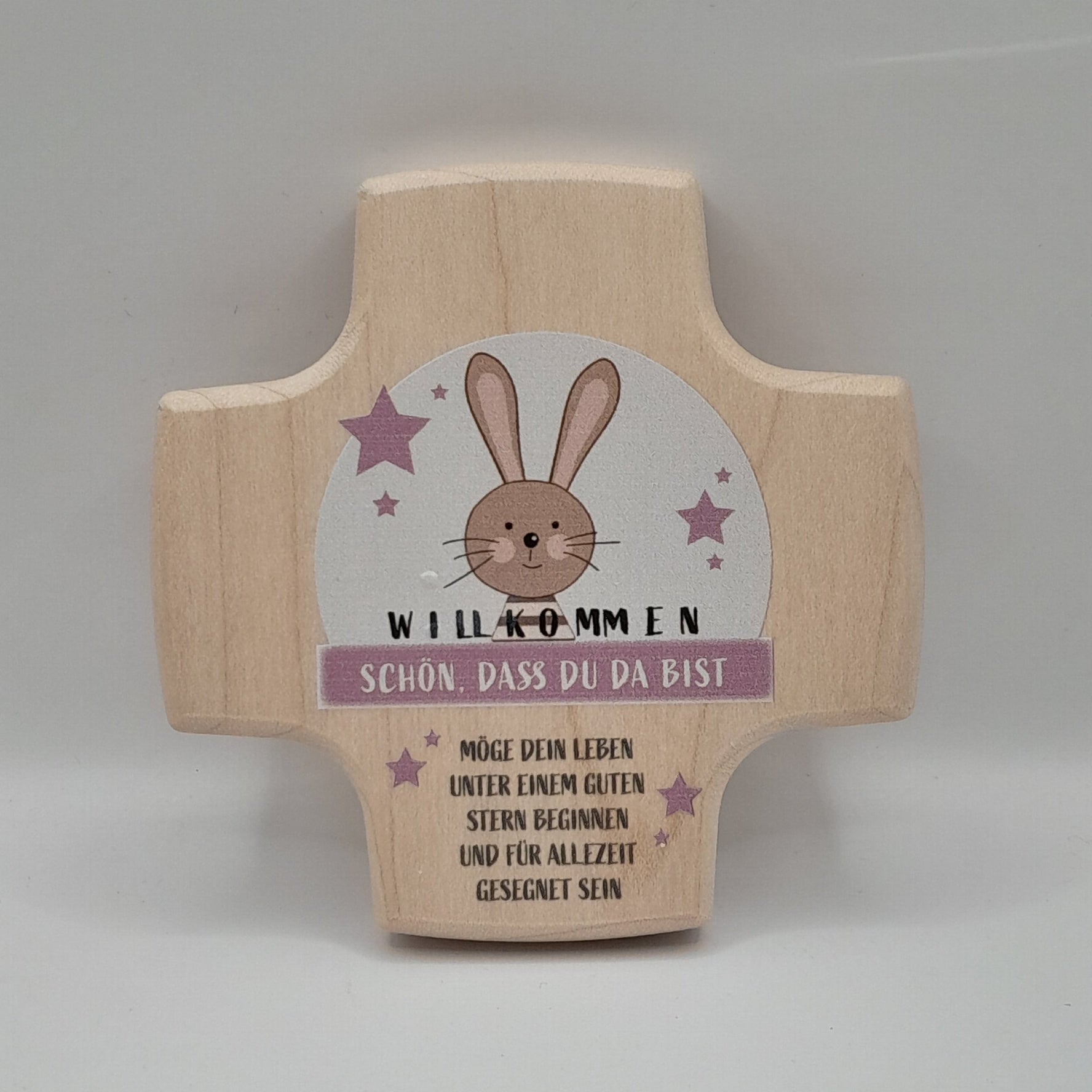 Kinderkreuz Holz "Willkommen" rosa