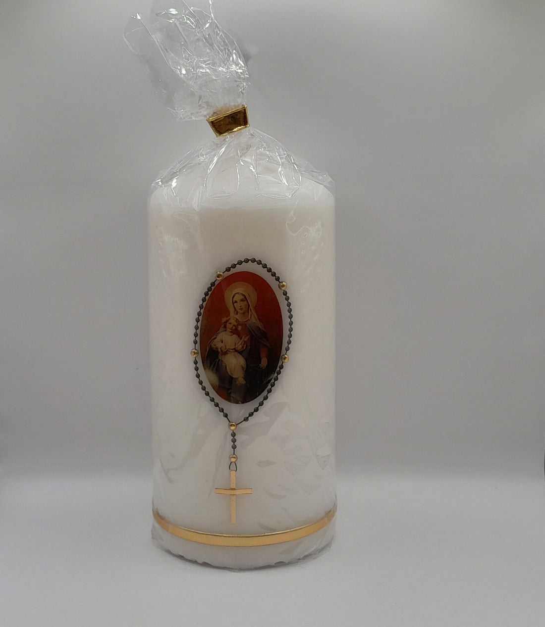 Geweihte Kerze "Maria im Rosenkranz"