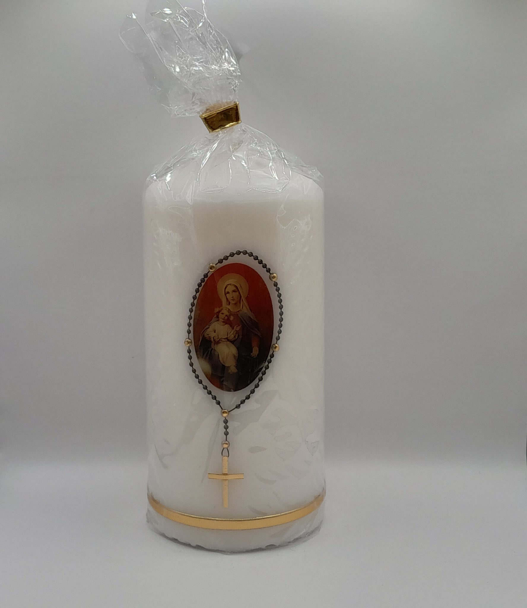 Geweihte Kerze "Maria im Rosenkranz"