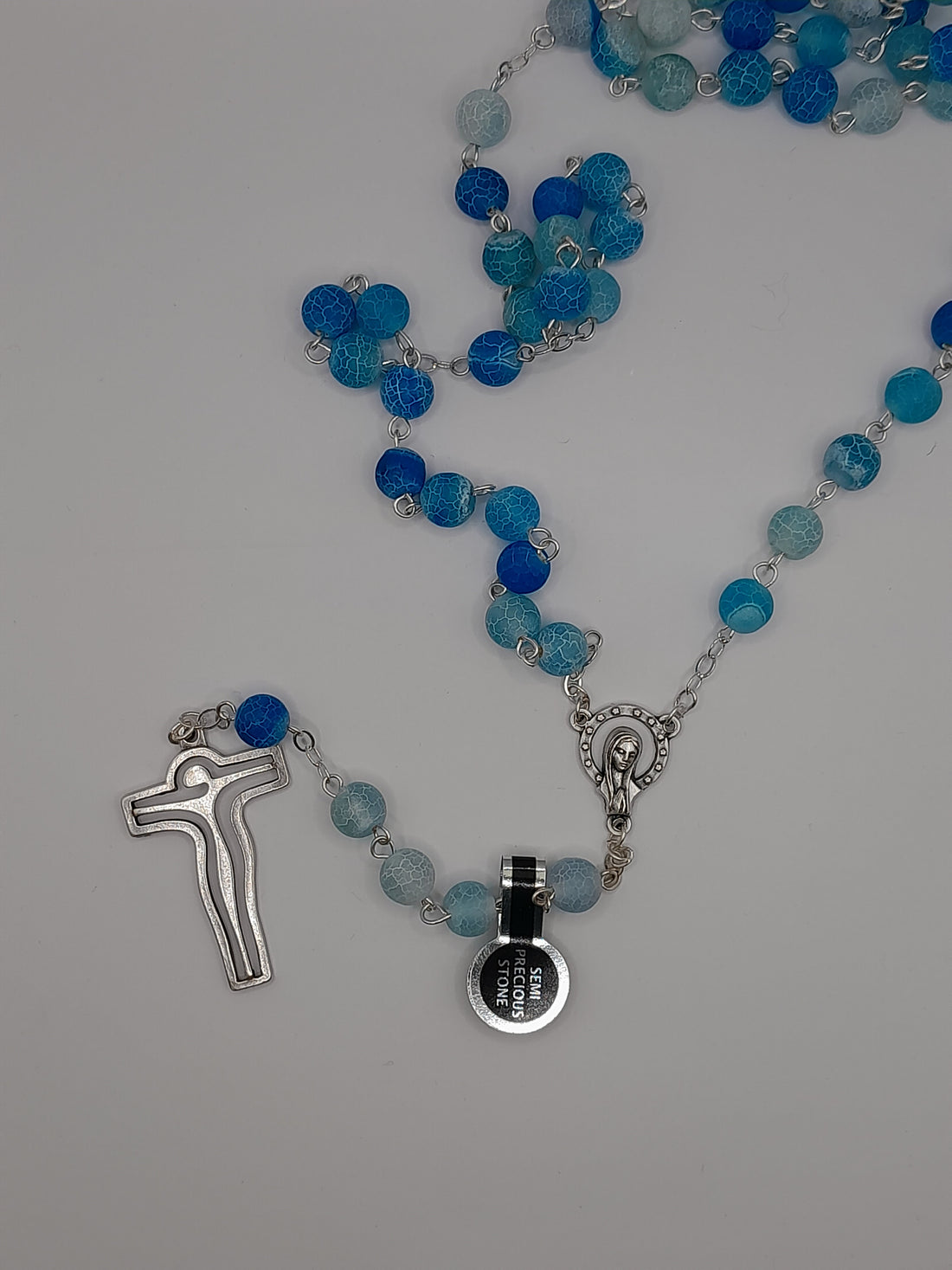 Rosenkranz lang, blau gekettelt