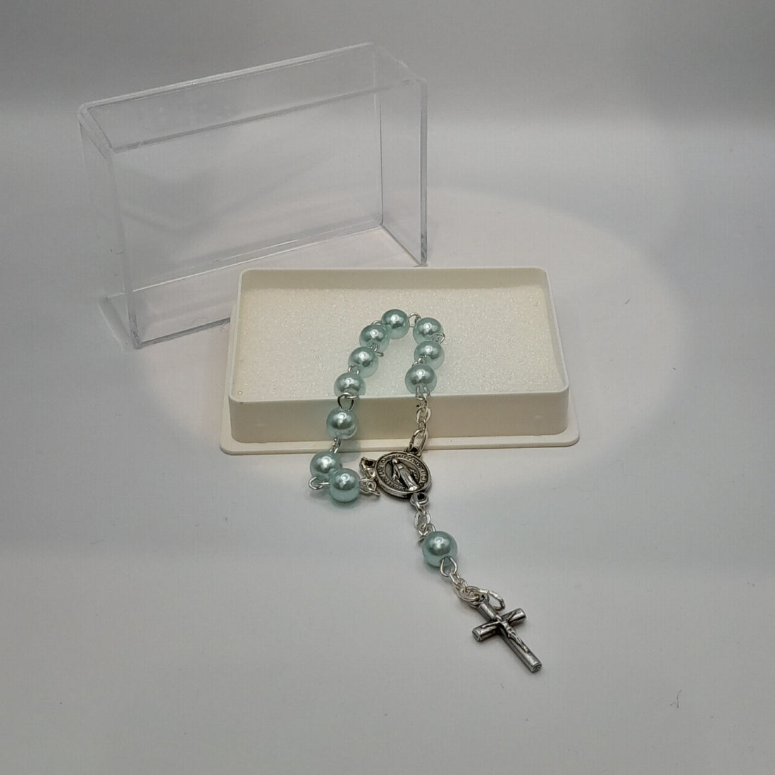 Rosenkranz Zehner, hellblau gekettelt