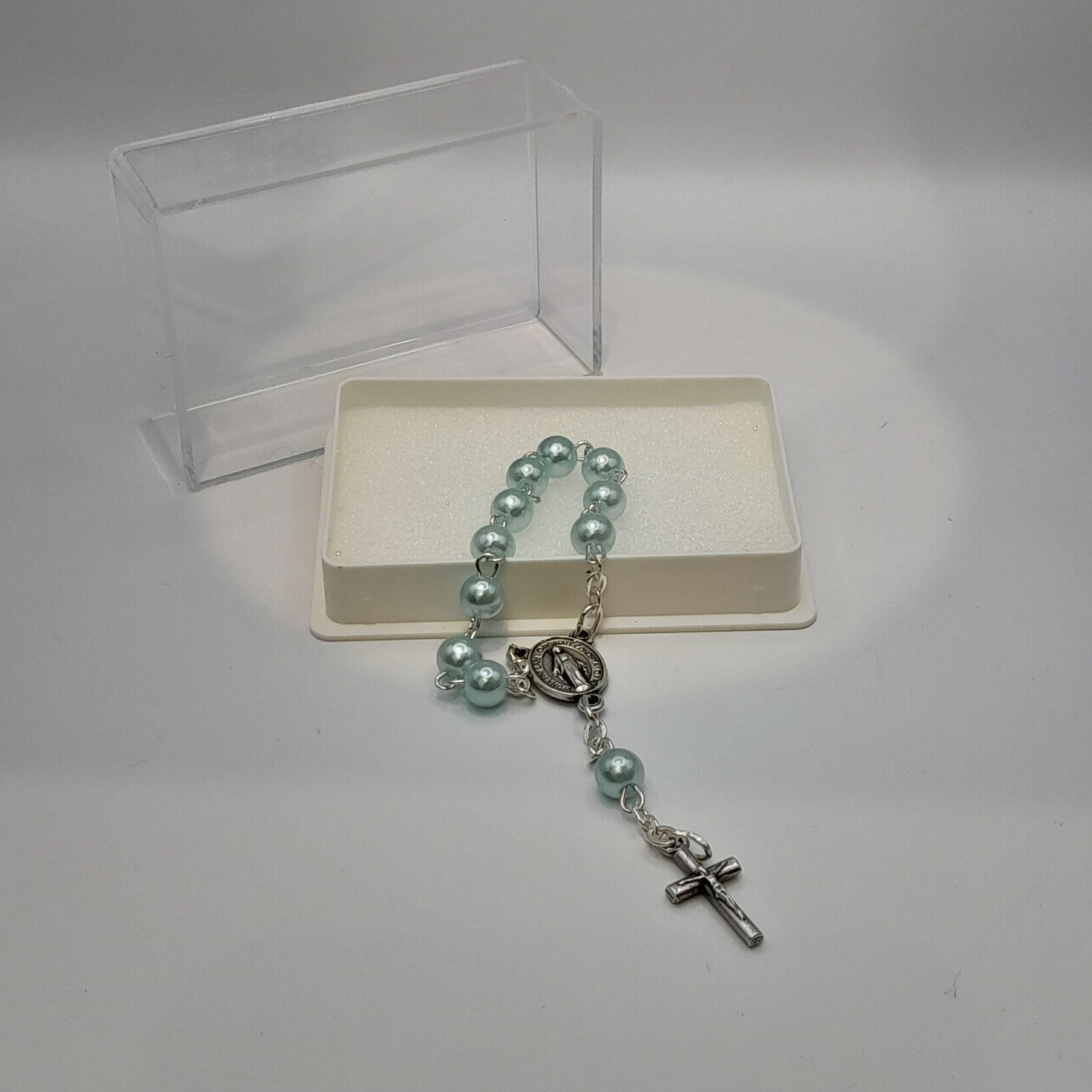 Rosenkranz Zehner, hellblau gekettelt