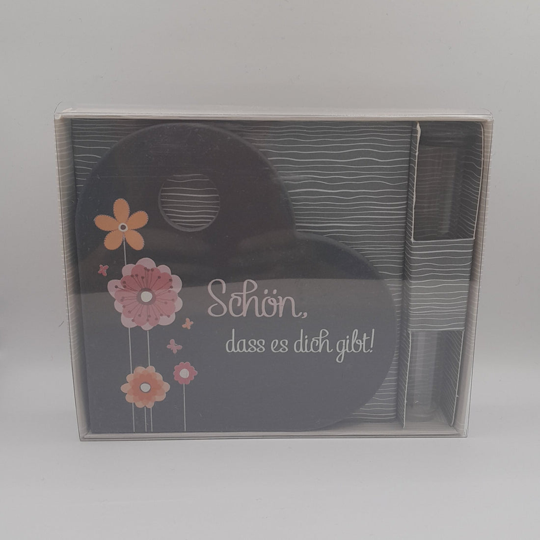 Schieferrelief "Schön, dass es dich gibt" Herz mit Vase