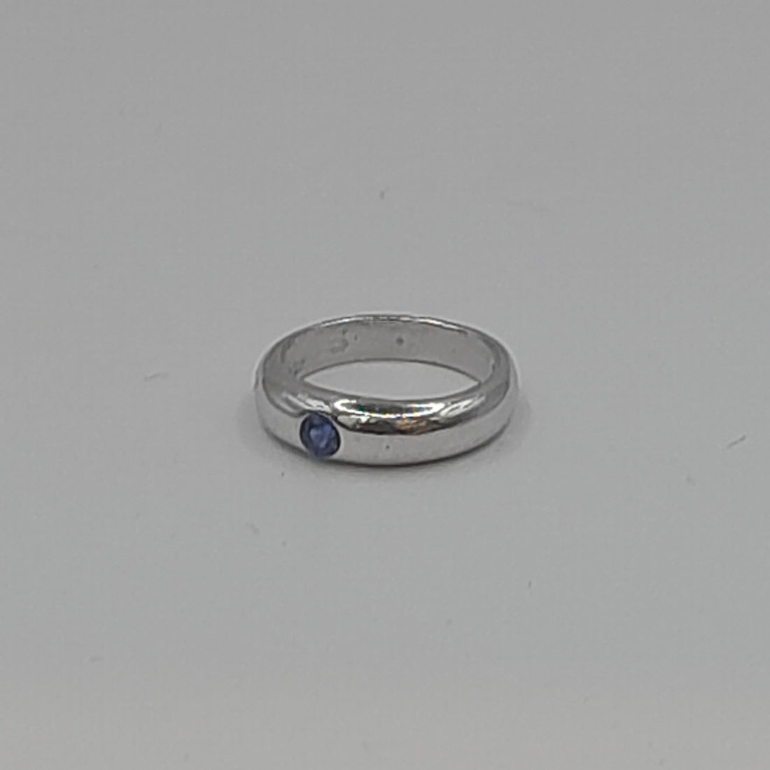 Taufring, 925 Silber mit Zirkonia blau