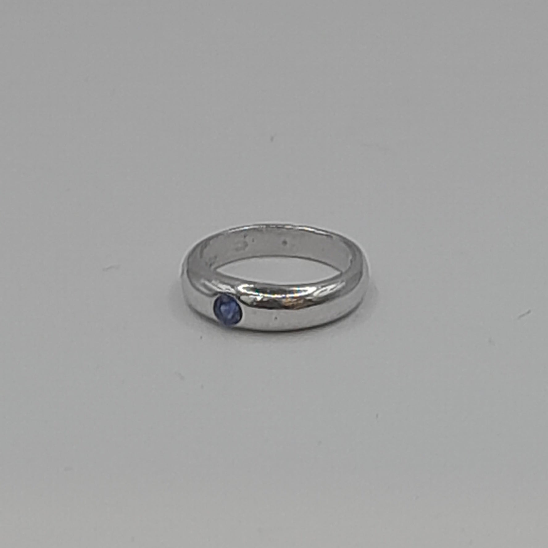 Taufring, 925 Silber mit Zirkonia blau