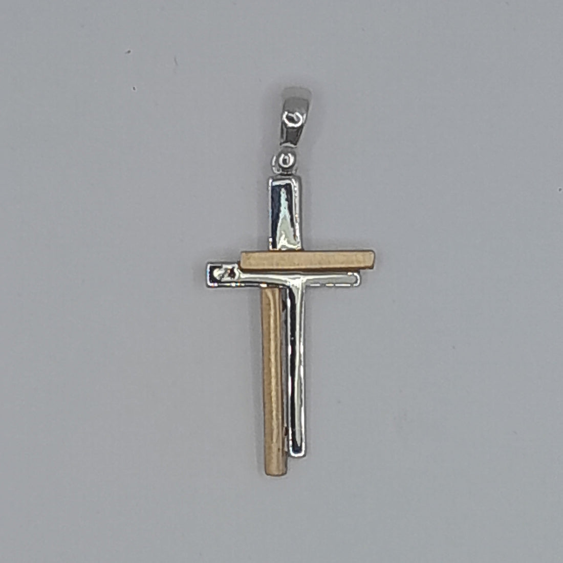 Kettenanhänger Kreuz Weiß- und Gelbgold 585