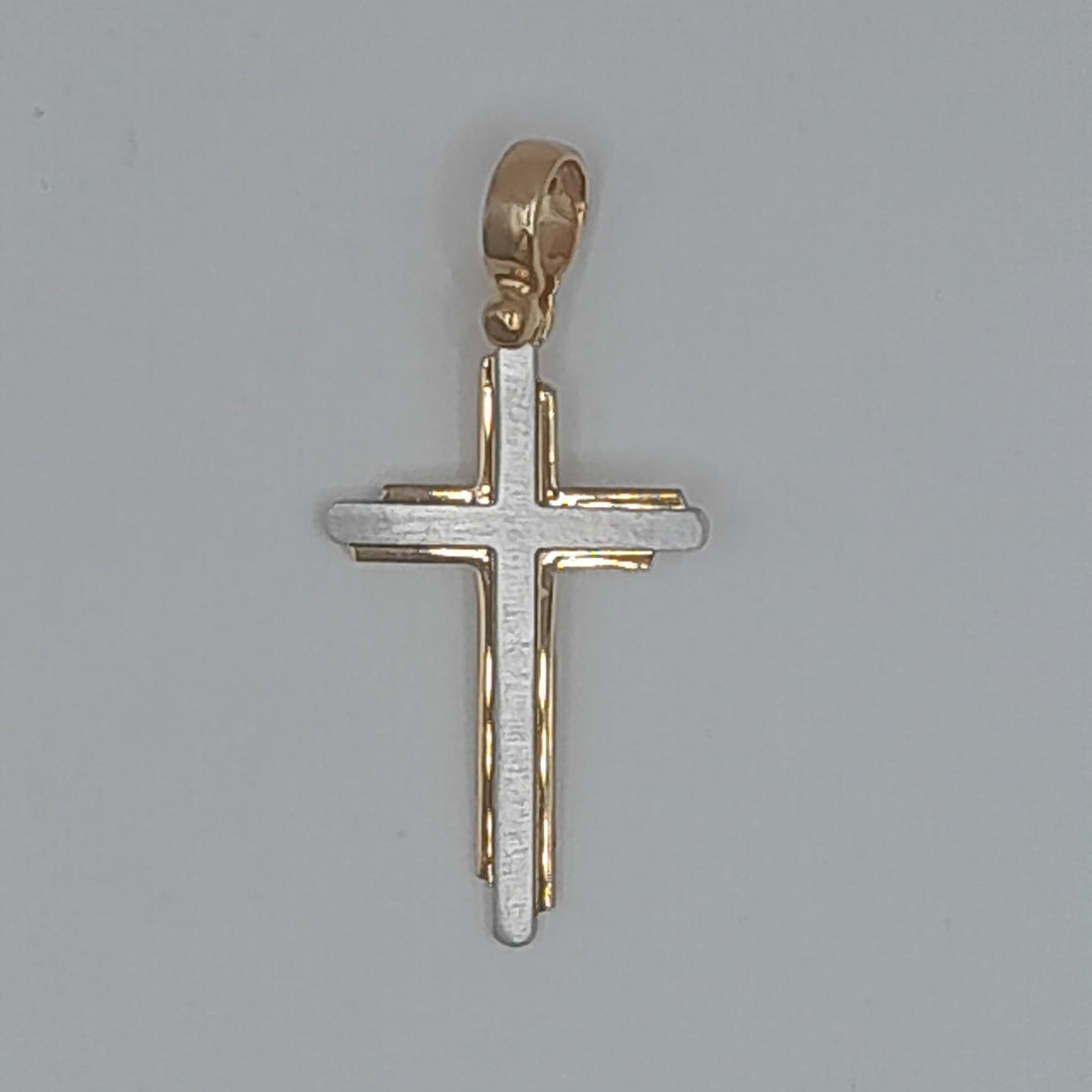 Kettenanhänger Kreuz Weiß- und Gelbgold 585