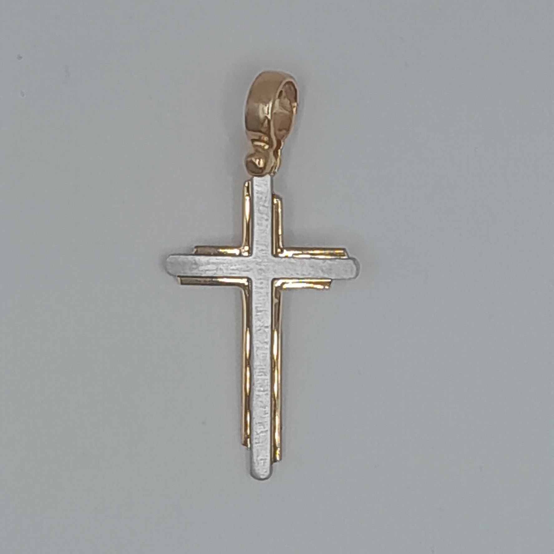 Kettenanhänger Kreuz Weiß- und Gelbgold 585